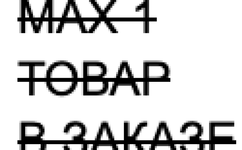 Два размера. Скидка в %. Максимум один товар в заказе