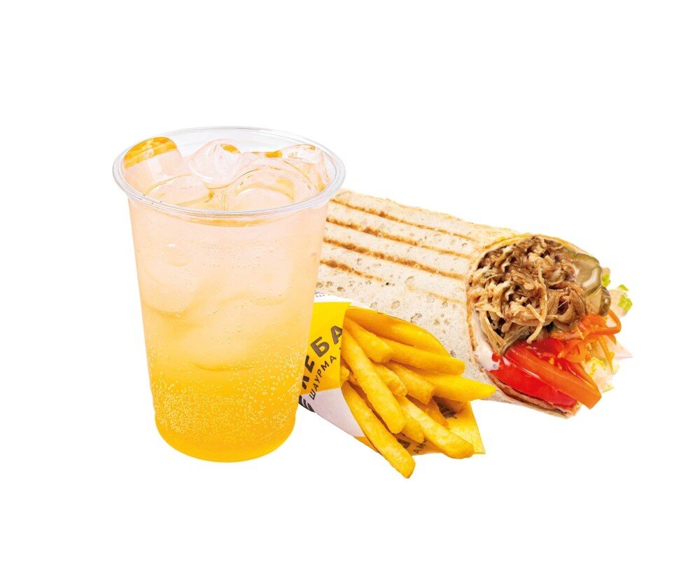 Взрывное комбо 6 (Шаурма Восточная (свинина) + Фри мини + Лимонад 0,5л)